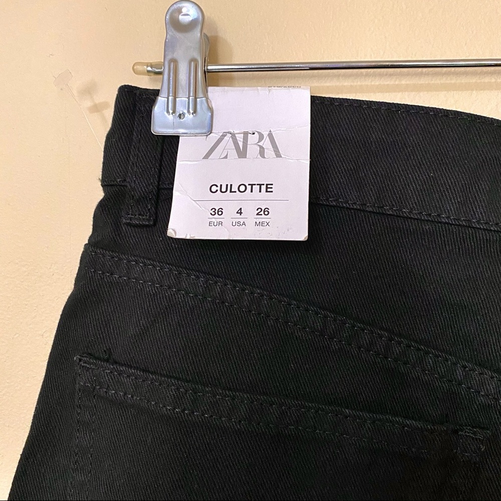 NWT ZARA Black High Waist Wide Leg Culotte Jeans - Picture 8 of 9